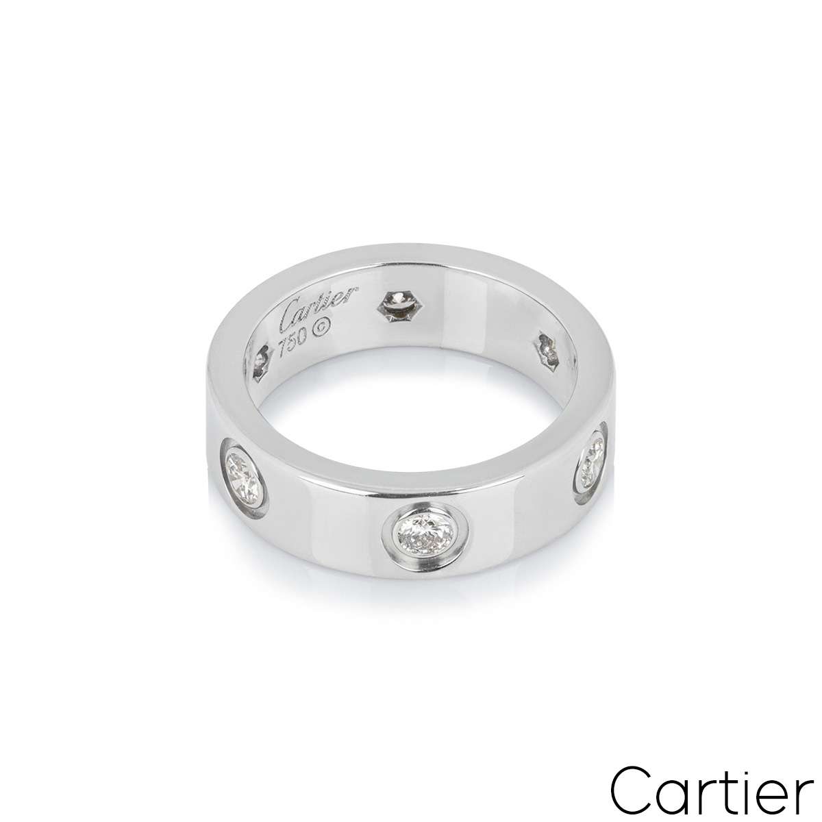 Cartier White Gold Full Diamond Love Ring Size 54 B4026000